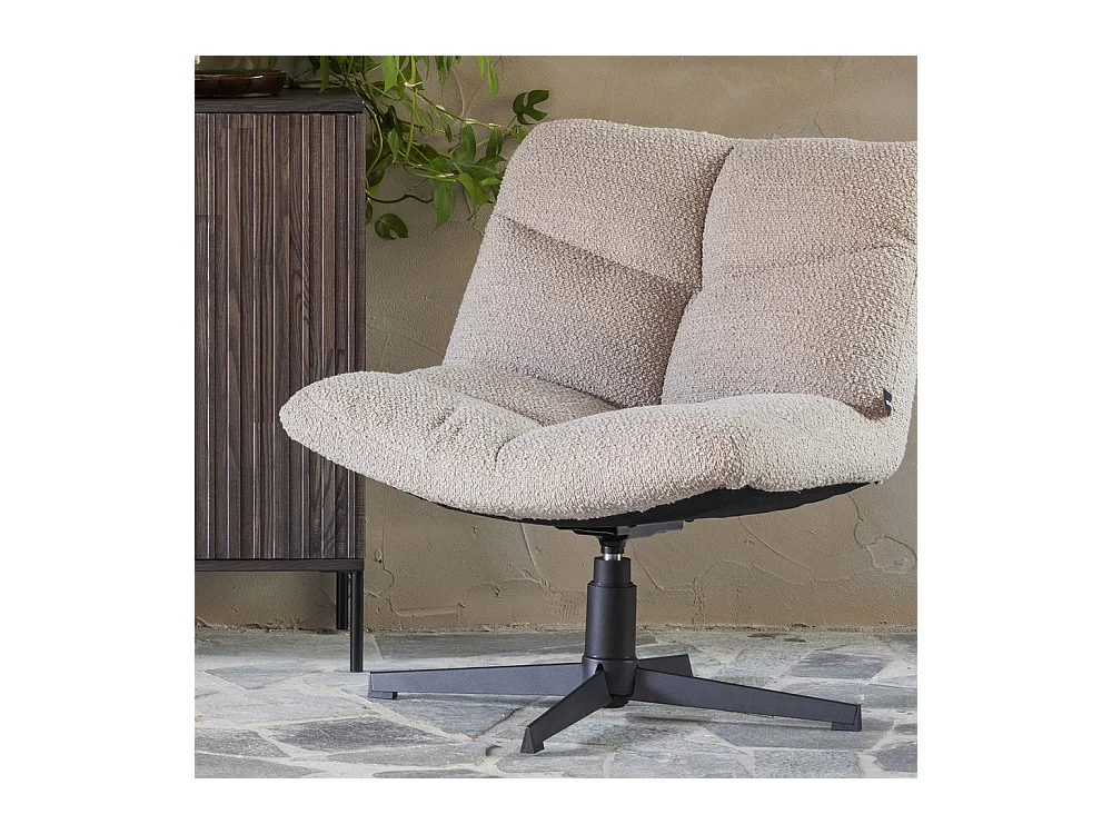 Vinny - Fauteuil pivotant en tissu bouclette - Sable