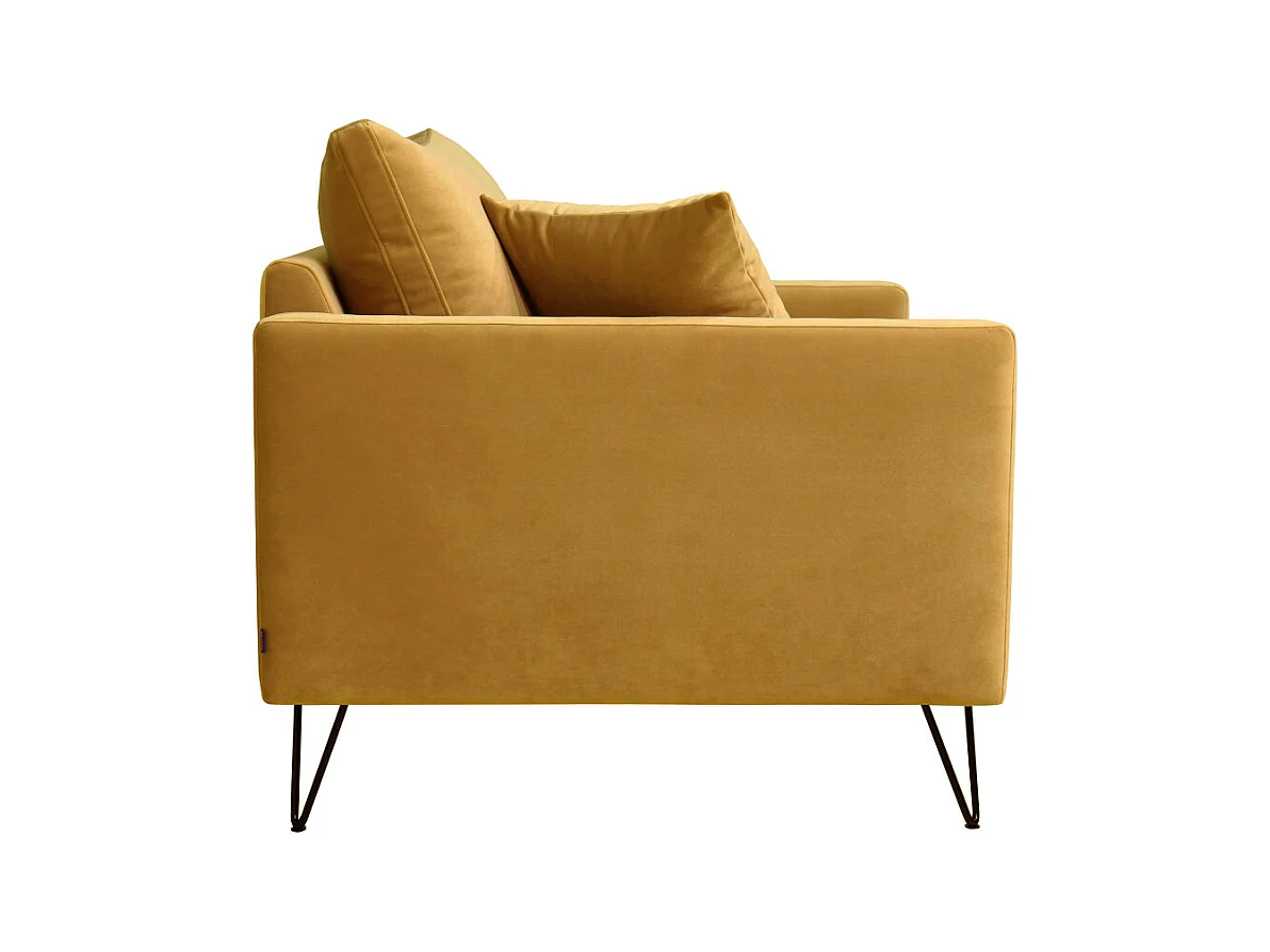 Villabon - Fauteuil XL en velours pieds épingles noirs - Jaune moutarde