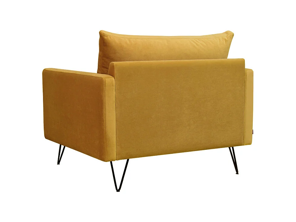 Villabon - Fauteuil XL en velours pieds épingles noirs - Jaune moutarde