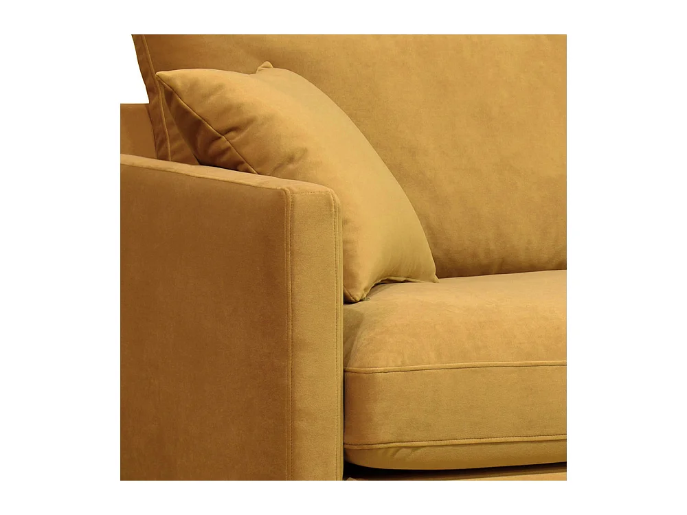 Villabon - Fauteuil XL en velours pieds épingles noirs - Jaune moutarde