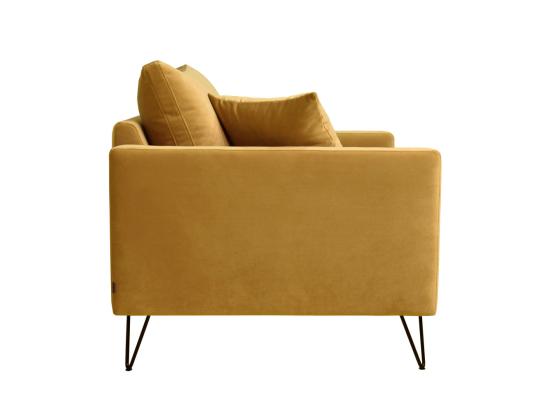 vente unique Villabon - Fauteuil XL en velours pieds épingles noirs : Couleur - Jaune moutarde