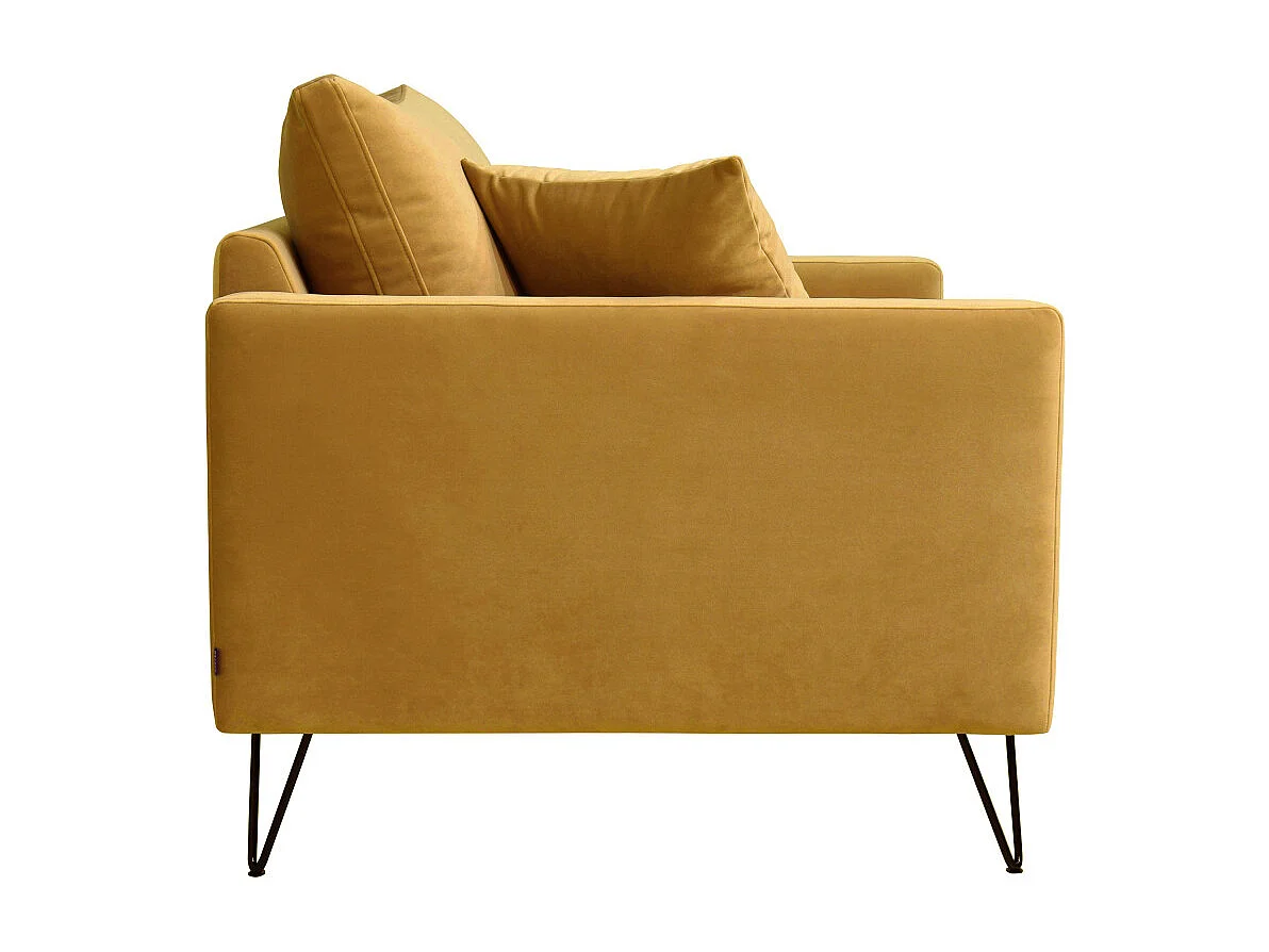 Villabon - Fauteuil XL en velours pieds épingles noirs - Jaune moutarde