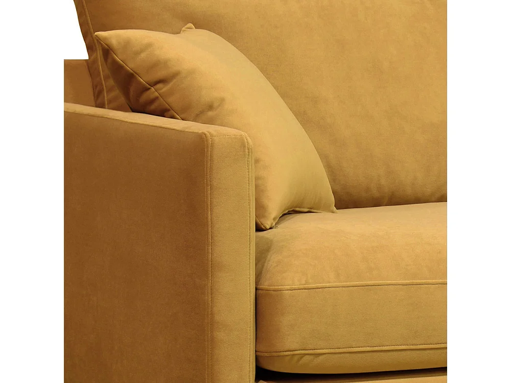 Villabon - Fauteuil XL en velours pieds épingles noirs - Jaune moutarde