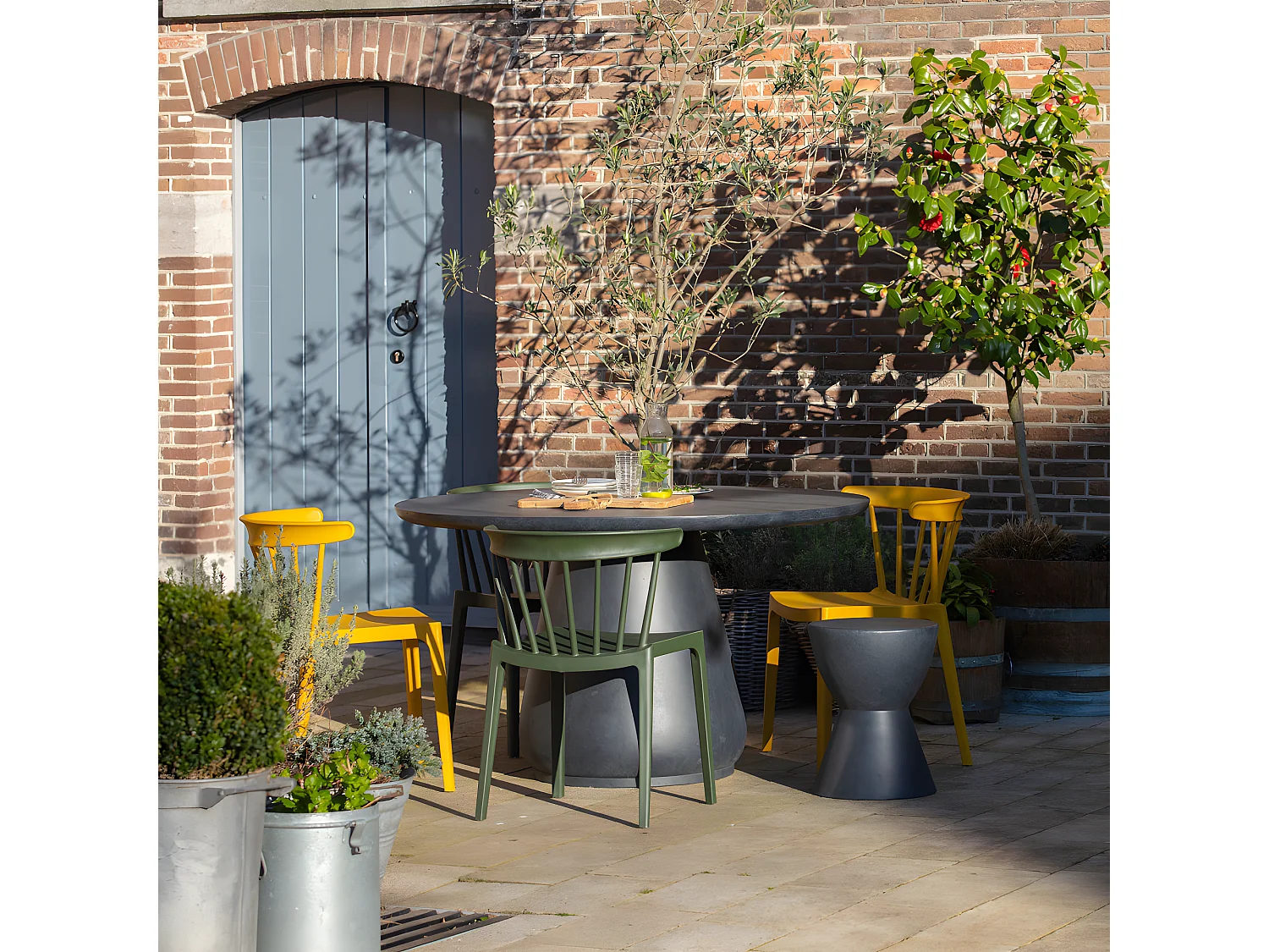 Dover - Lot de 2 tabourets en fibre d'argile - Gris anthracite