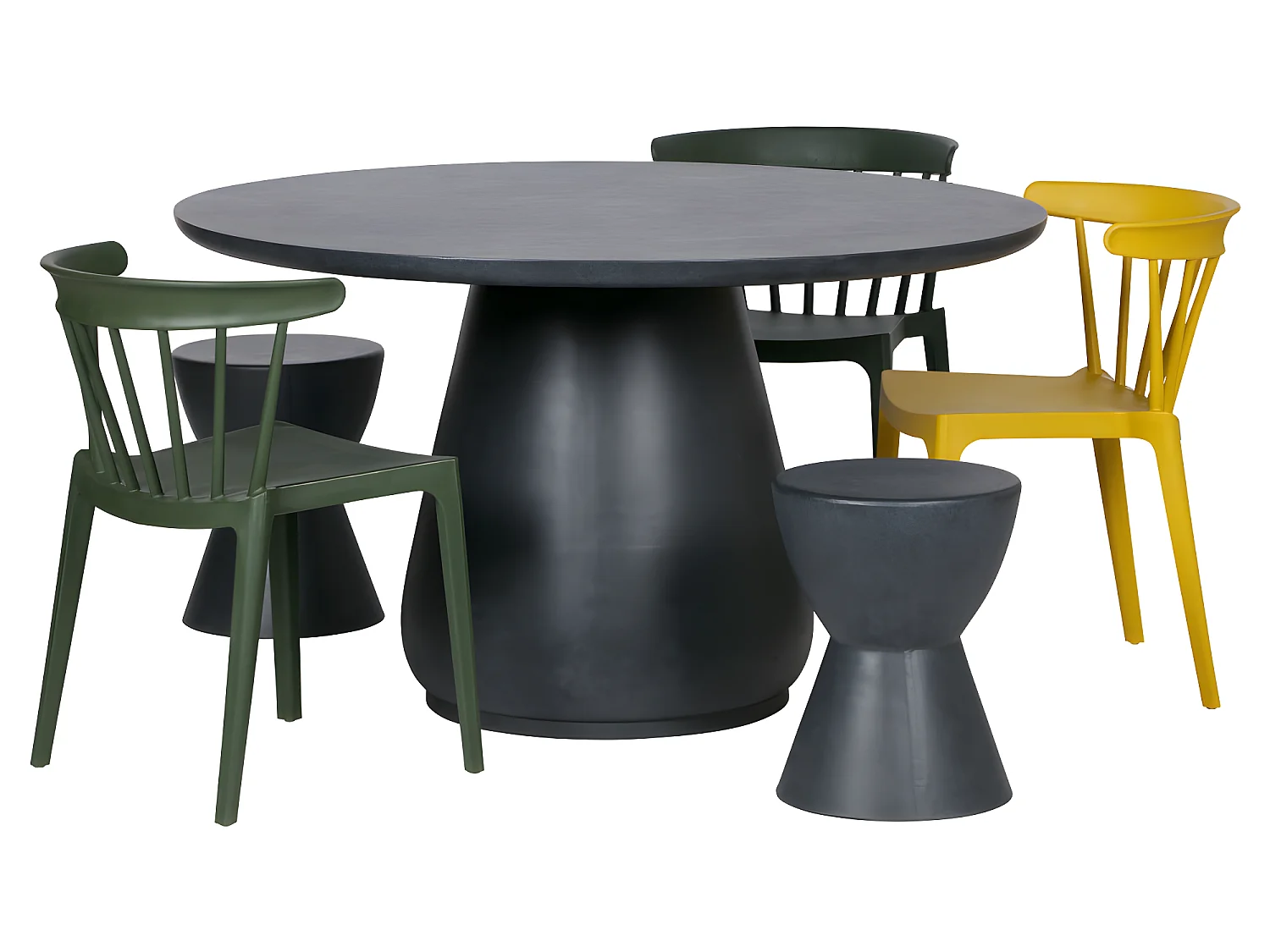 Dover - Lot de 2 tabourets en fibre d'argile - Gris anthracite