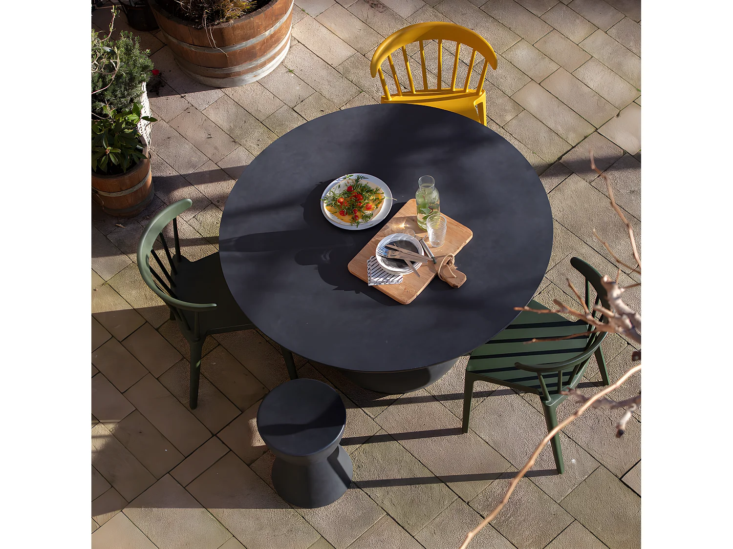 Dover - Lot de 2 tabourets en fibre d'argile - Gris anthracite