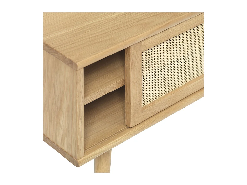 Kiyo - Meuble tv 2 portes en bois et cannage L150cm - Bois clair