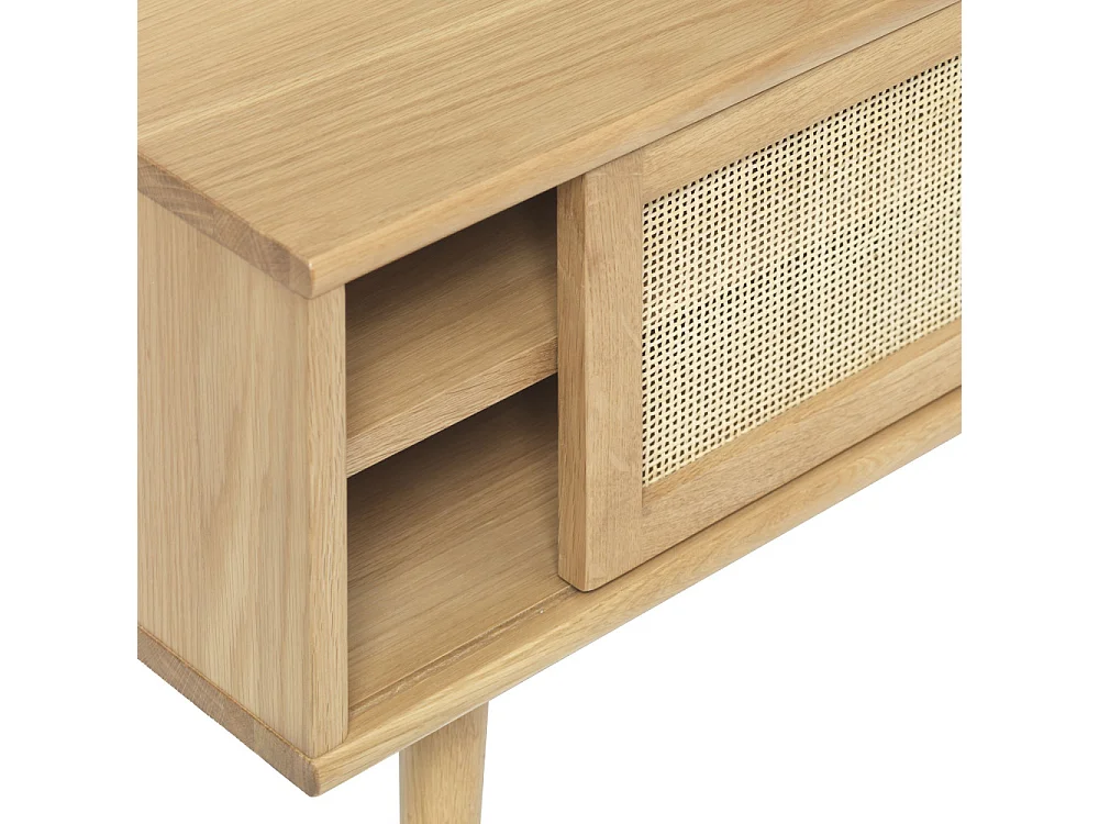 Kiyo - Meuble tv 2 portes en bois et cannage L150cm - Bois clair