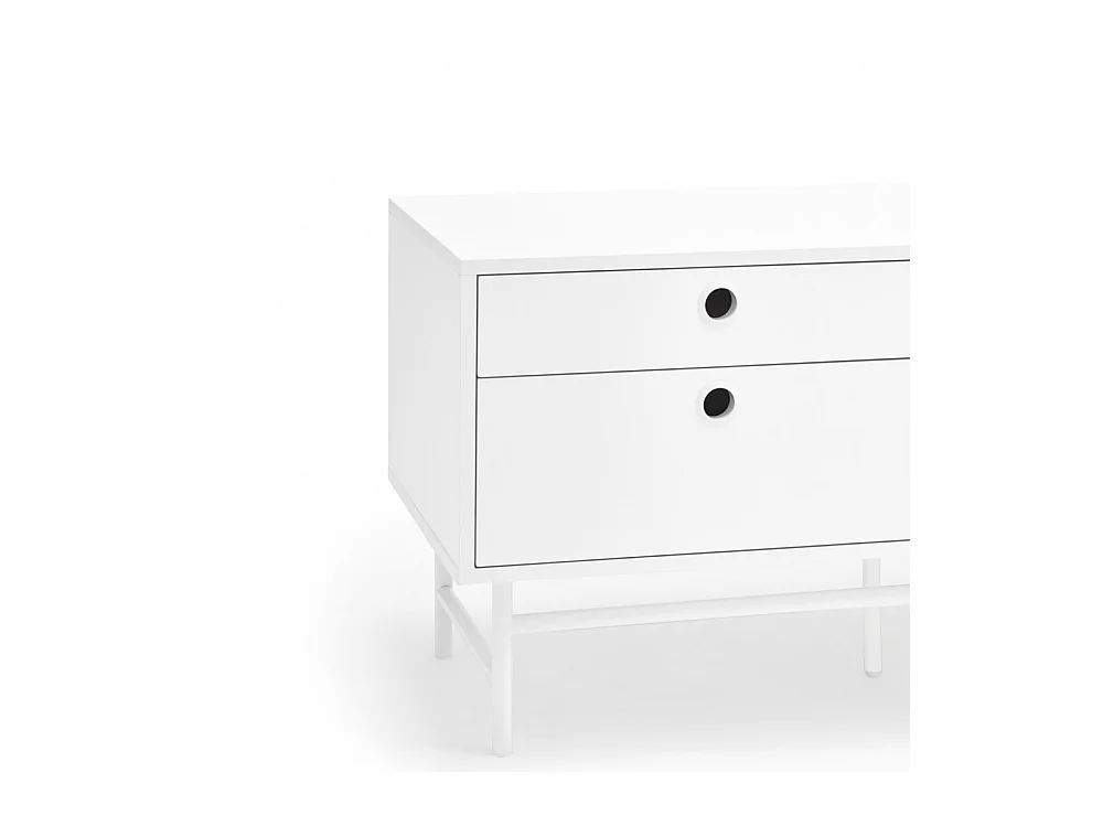 Punto - Meuble tv en bois 2 portes 4 tirroirs L180cm : Couleur - Blanc