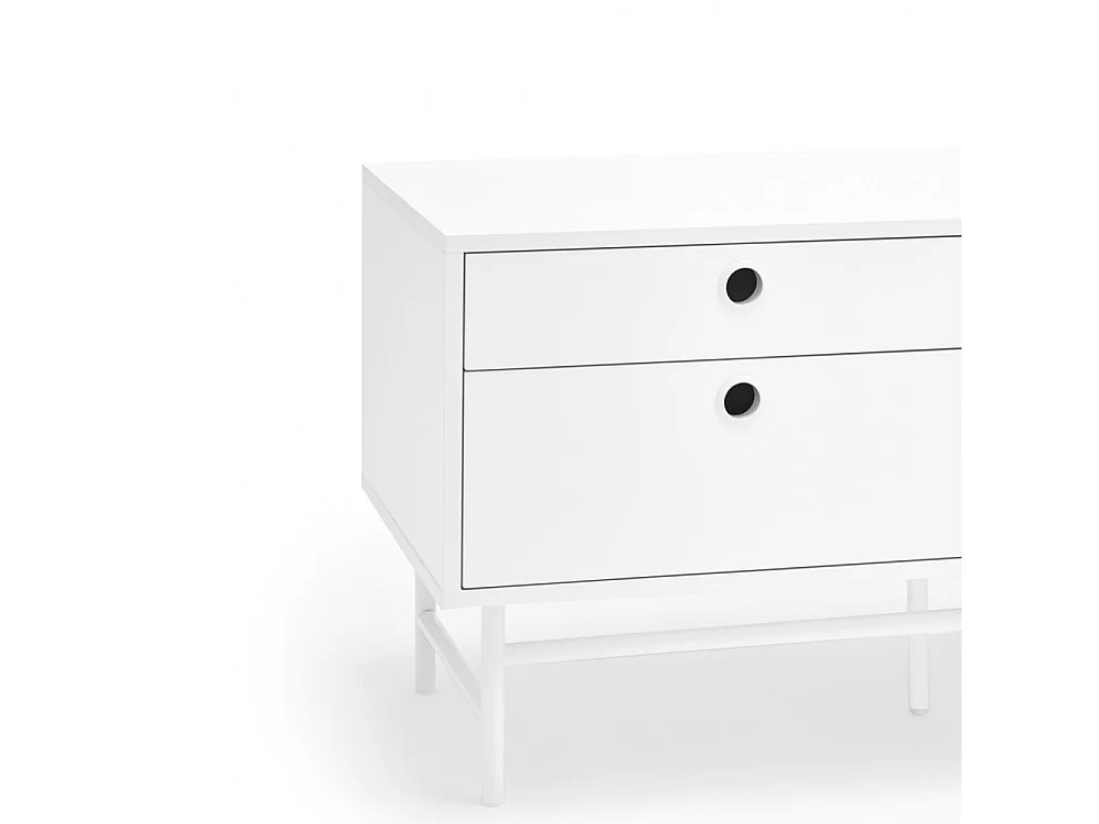 Punto - Meuble tv en bois 2 portes 4 tirroirs L180cm : Couleur - Blanc