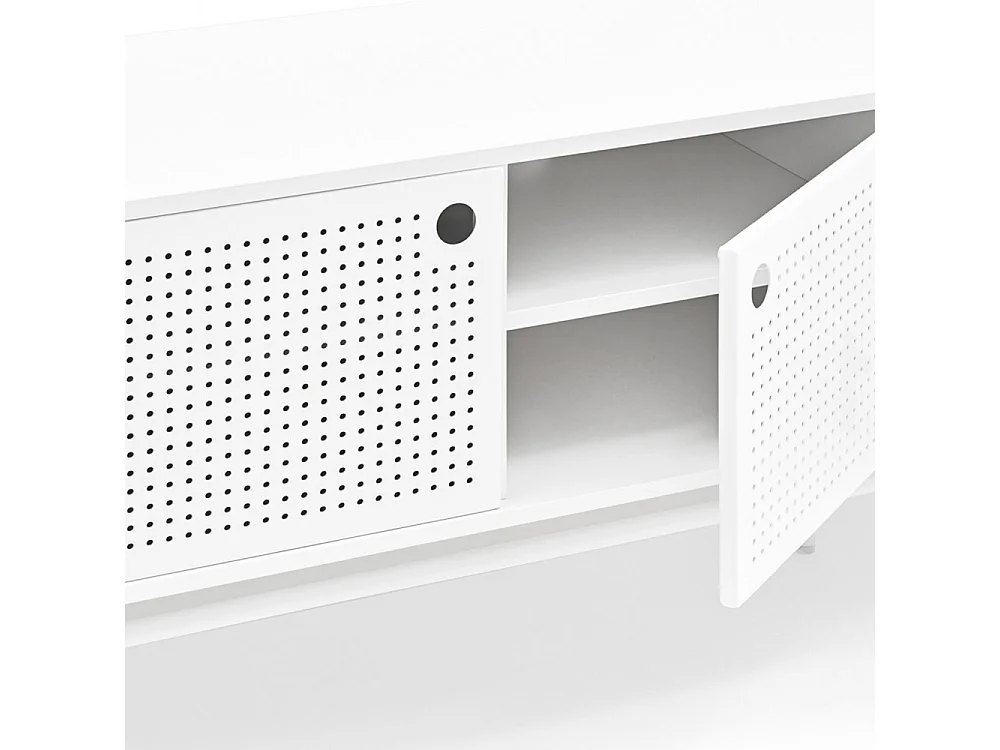 Punto - Meuble tv en bois 2 portes 4 tirroirs L180cm : Couleur - Blanc