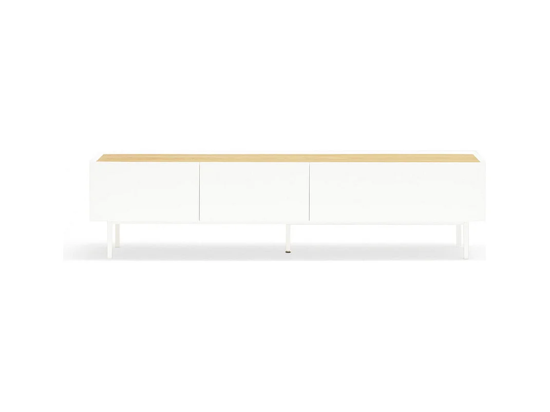 Arista - Meuble TV en bois 1 porte 2 tiroirs L180cm - Blanc