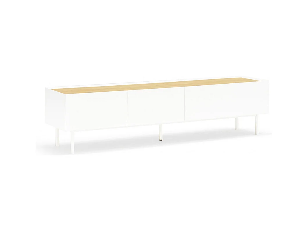 Arista - Meuble TV en bois 1 porte 2 tiroirs L180cm - Blanc
