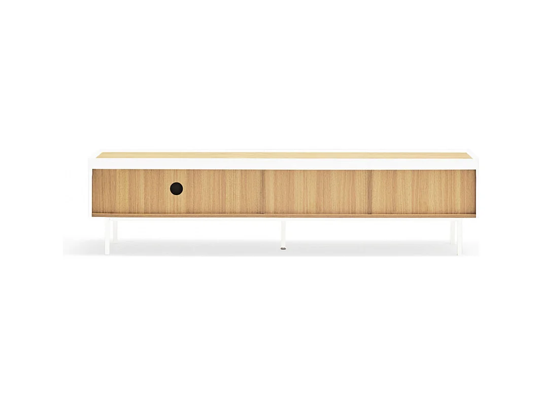 Arista - Meuble TV en bois 1 porte 2 tiroirs L180cm - Blanc