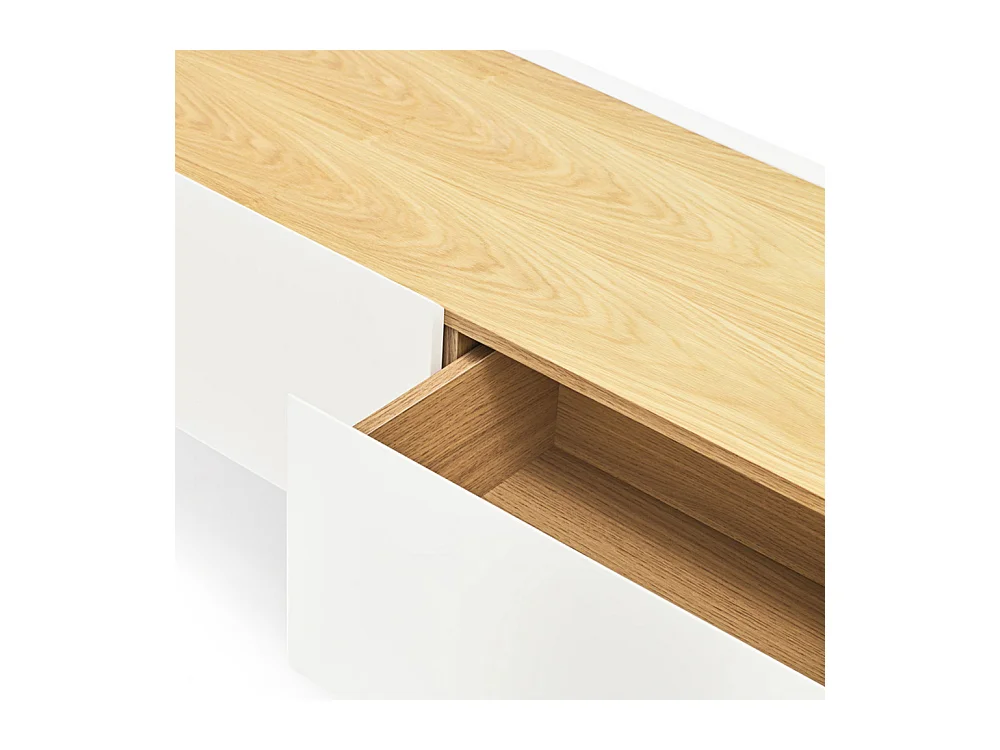 Arista - Meuble TV en bois 1 porte 2 tiroirs L180cm - Blanc