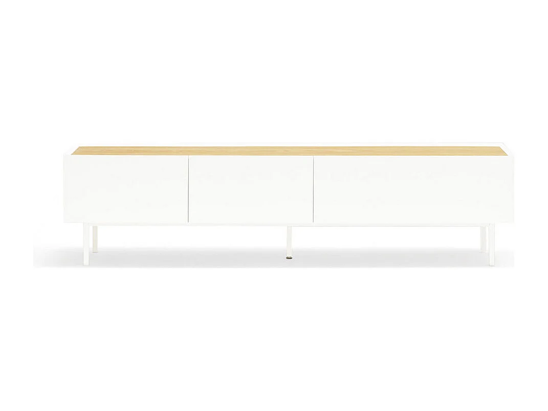 Meubel TV 2 planken met witte vouwdeuren 180x40 cm