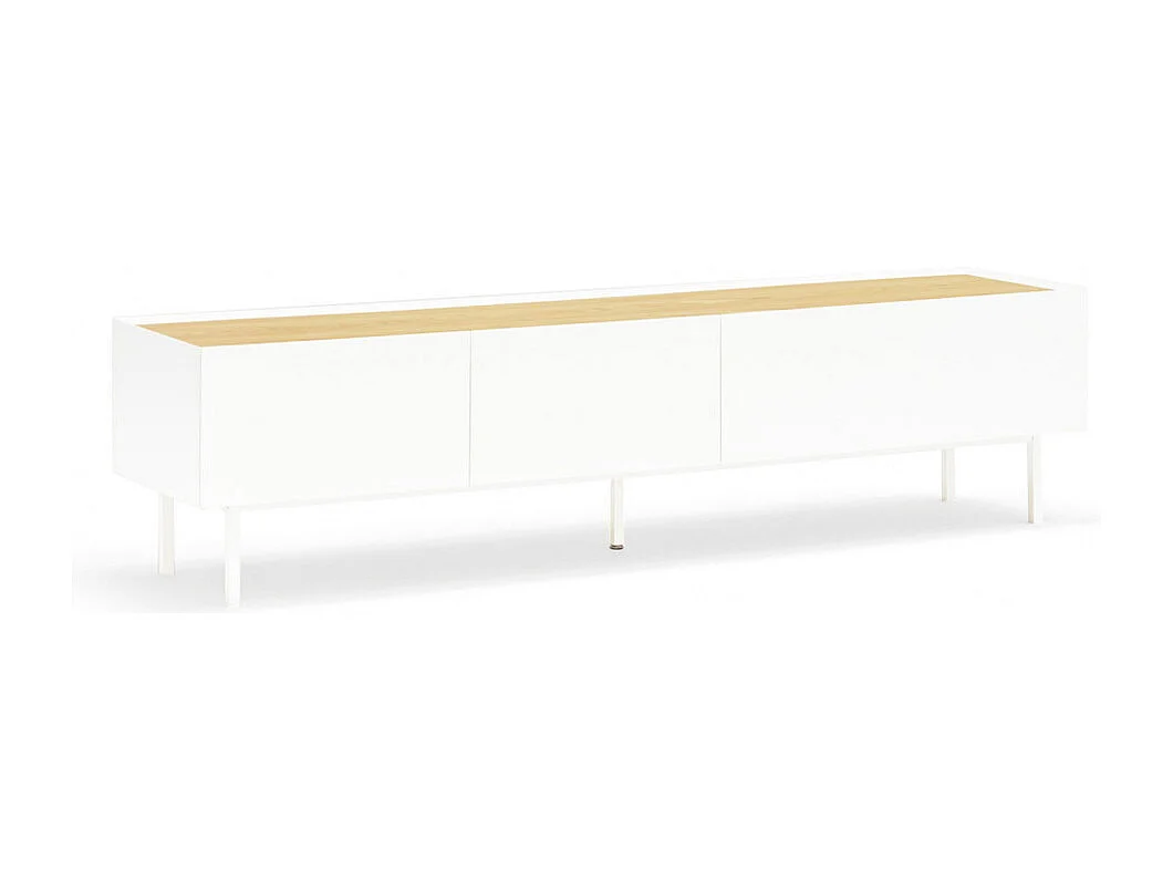 Meubel TV 2 planken met witte vouwdeuren 180x40 cm