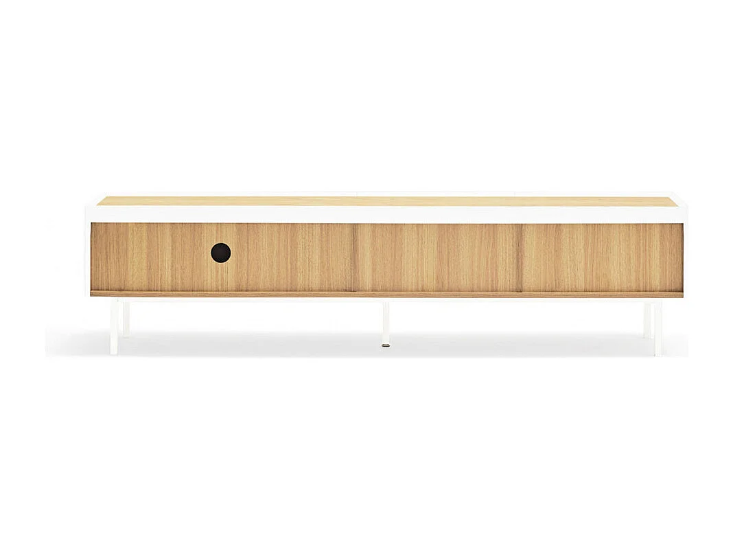 Meubel TV 2 planken met witte vouwdeuren 180x40 cm