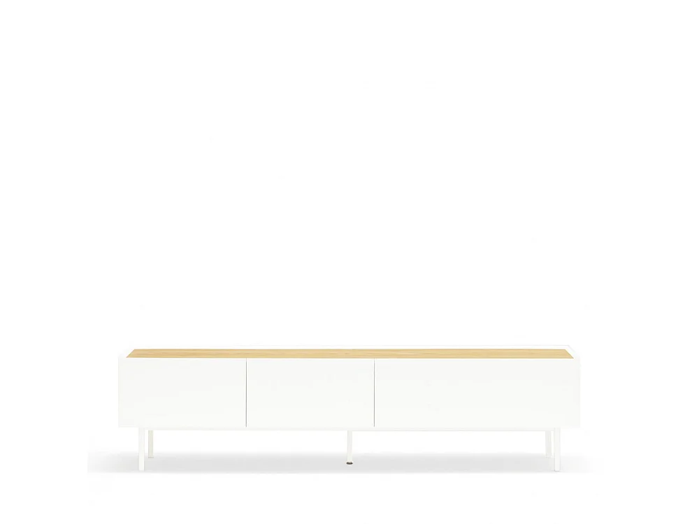 Móvel TV 2 gavetas com porta basculante branco 180x40 cm