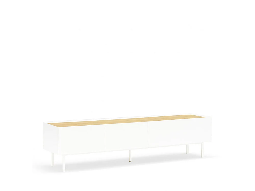 Móvel TV 2 gavetas com porta basculante branco 180x40 cm