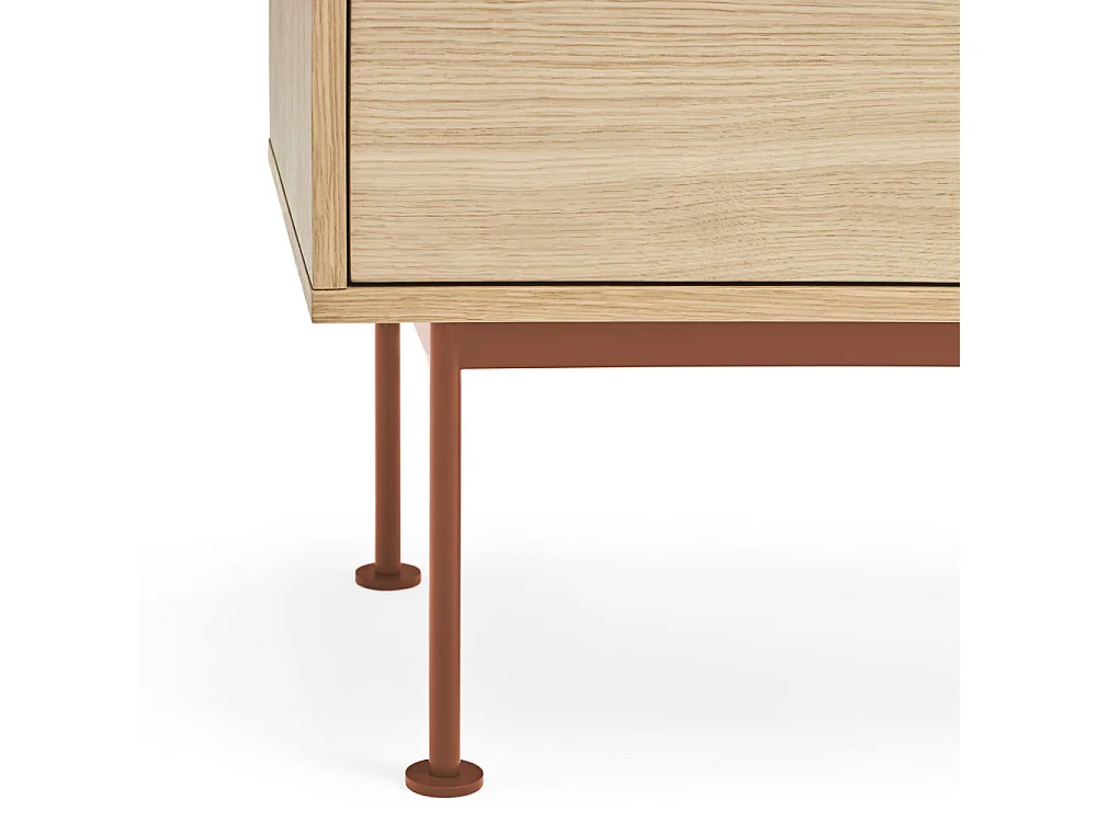 Yoko - Meuble tv 1 porte 2 tiroirs en bois L180cm : Couleur - Rouge brique