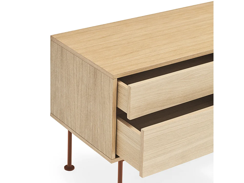 Yoko - Meuble tv 1 porte 2 tiroirs en bois L180cm : Couleur - Rouge brique