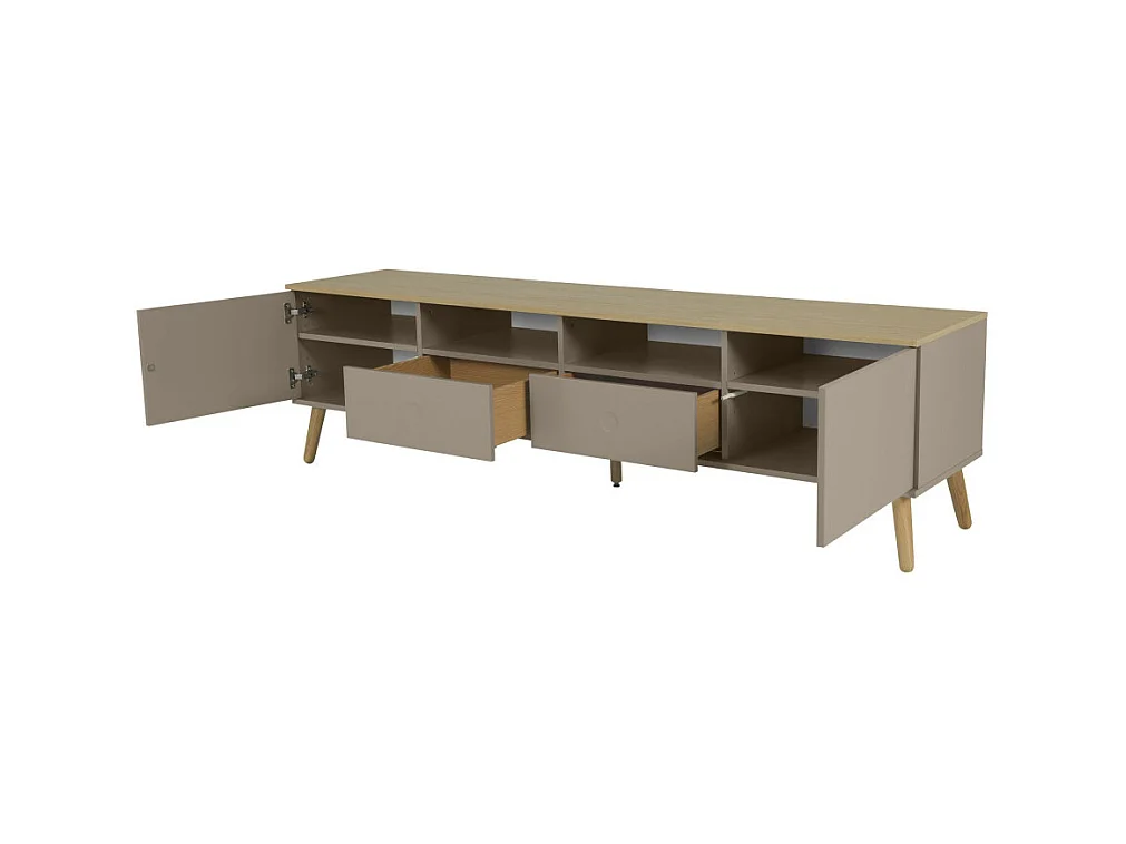 Dot - Meuble TV en bois 2 portes 2 tiroirs L192cm - Couleur - Taupe