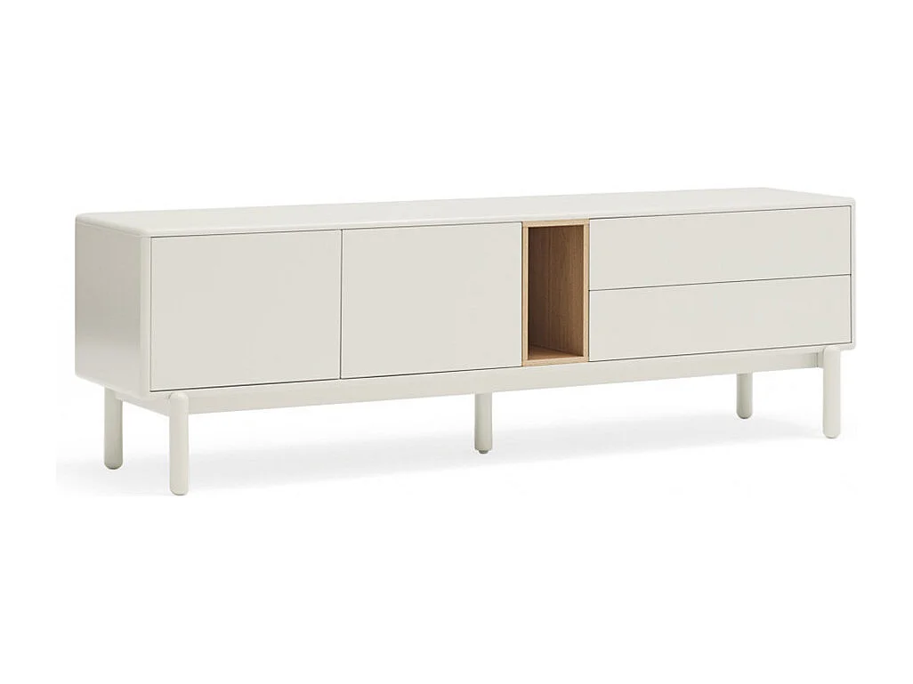 Corvo - Meuble tv 2 portes 2 tiroirs en bois L180cm - Blanc