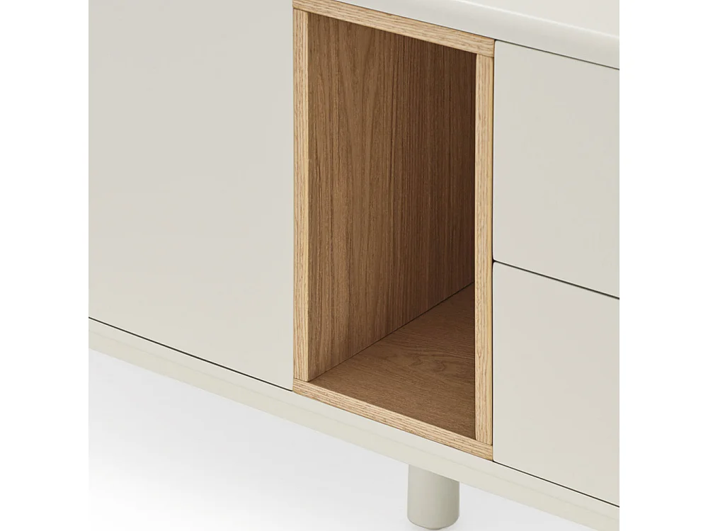 Corvo - Meuble tv 2 portes 2 tiroirs en bois L180cm - Blanc