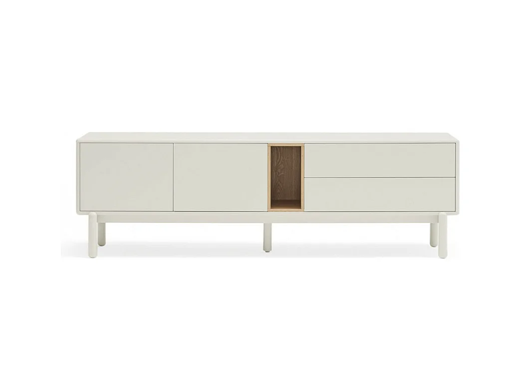 Corvo - Meuble tv 2 portes 2 tiroirs en bois L180cm - Blanc