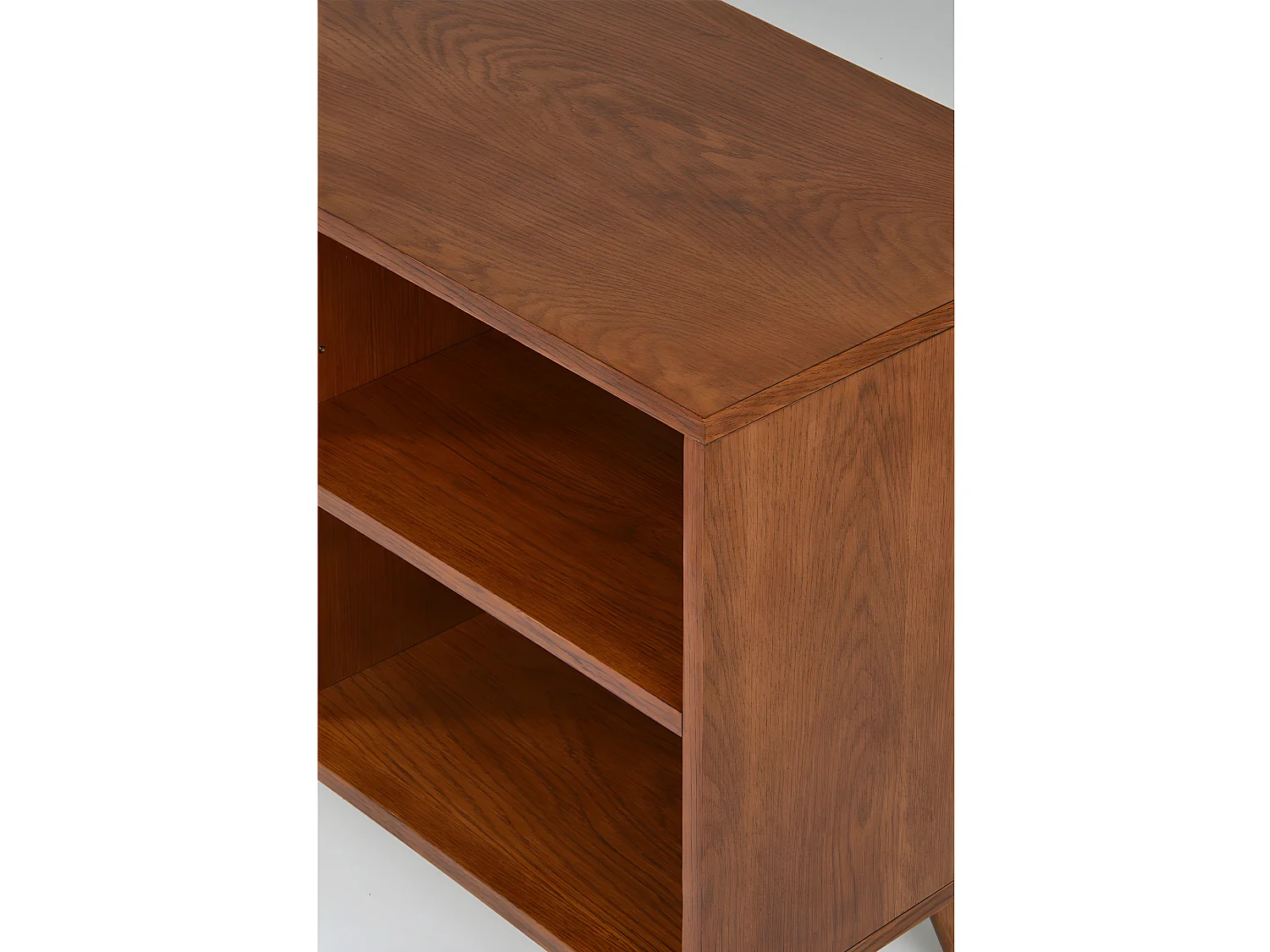 Ström - Meuble TV design 2 portes teinté noyer - Couleur - Porte vert eucalyptus