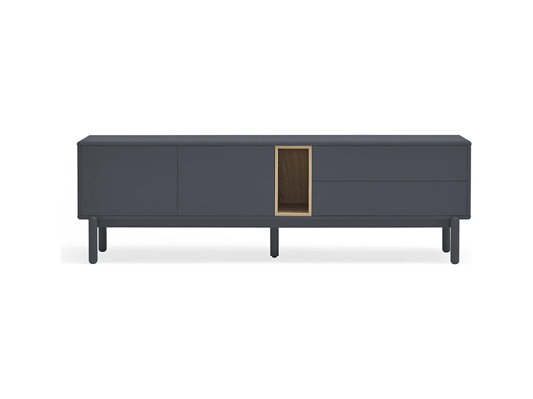 Corvo - Meuble tv 2 portes 2 tiroirs en bois L180cm - Gris anthracite
