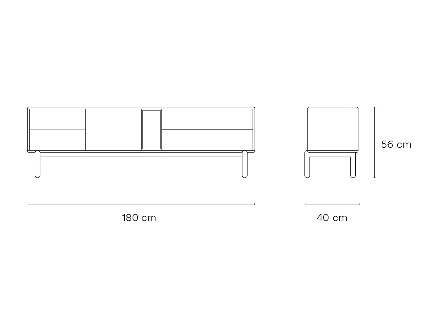 Anthrazitgrauer TV-Schrank 180x40 cm