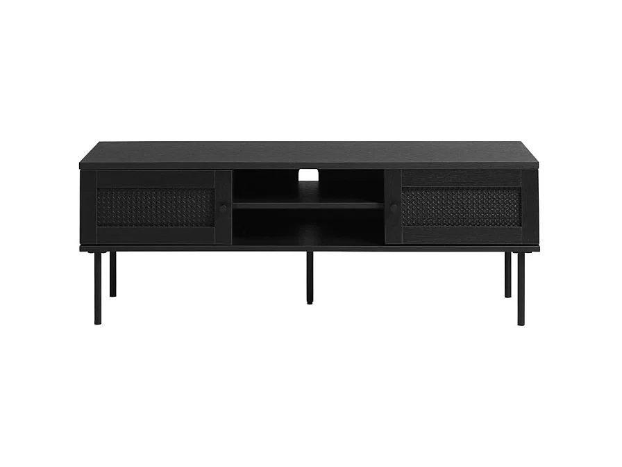 Rinto - Meuble tv 2 portes, 2 niches en bois et métal L120cm - Noir