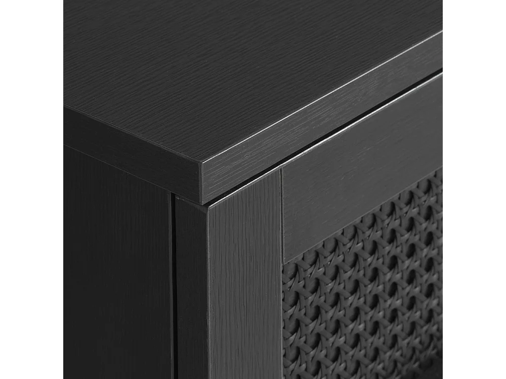 Rinto - Meuble tv 2 portes, 2 niches en bois et métal L120cm - Noir