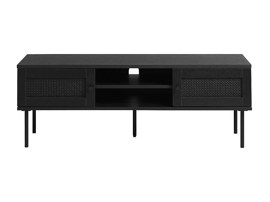 Rinto - Meuble tv 2 portes, 2 niches en bois et métal L120cm - Noir