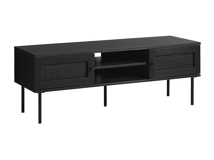 Rinto - Meuble tv 2 portes, 2 niches en bois et métal L120cm - Noir