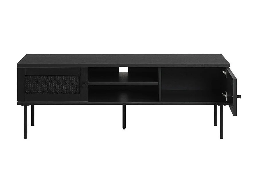 Rinto - Meuble tv 2 portes, 2 niches en bois et métal L120cm - Noir