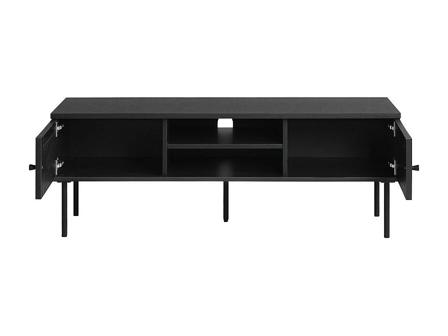 Rinto - Meuble tv 2 portes, 2 niches en bois et métal L120cm - Noir