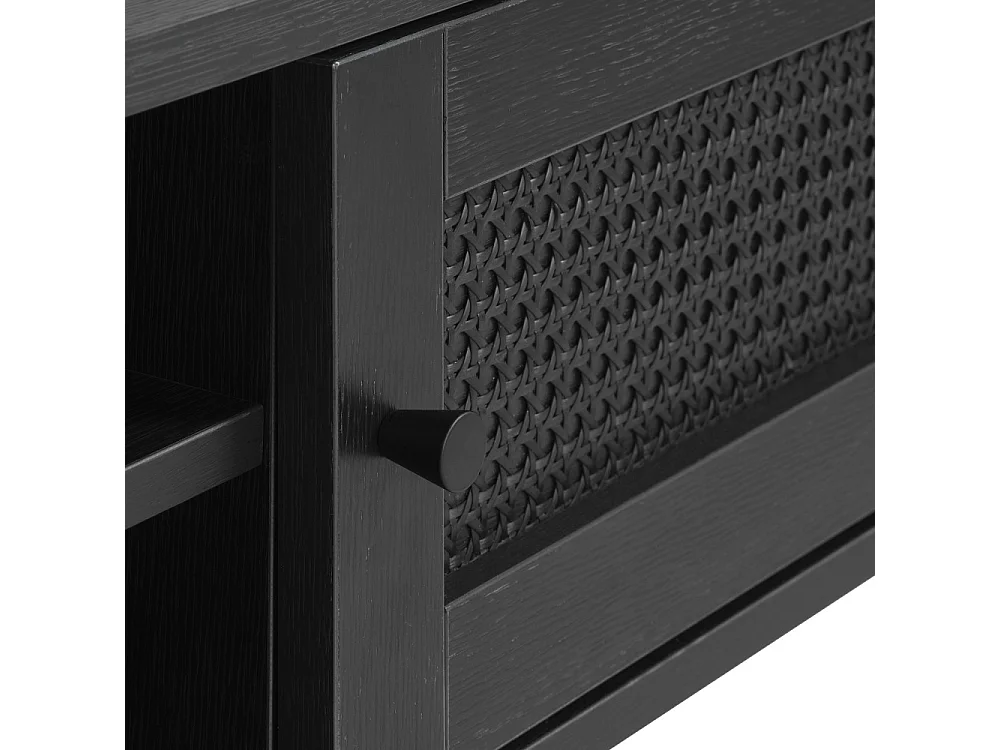 Rinto - Meuble tv 2 portes, 2 niches en bois et métal L120cm - Noir