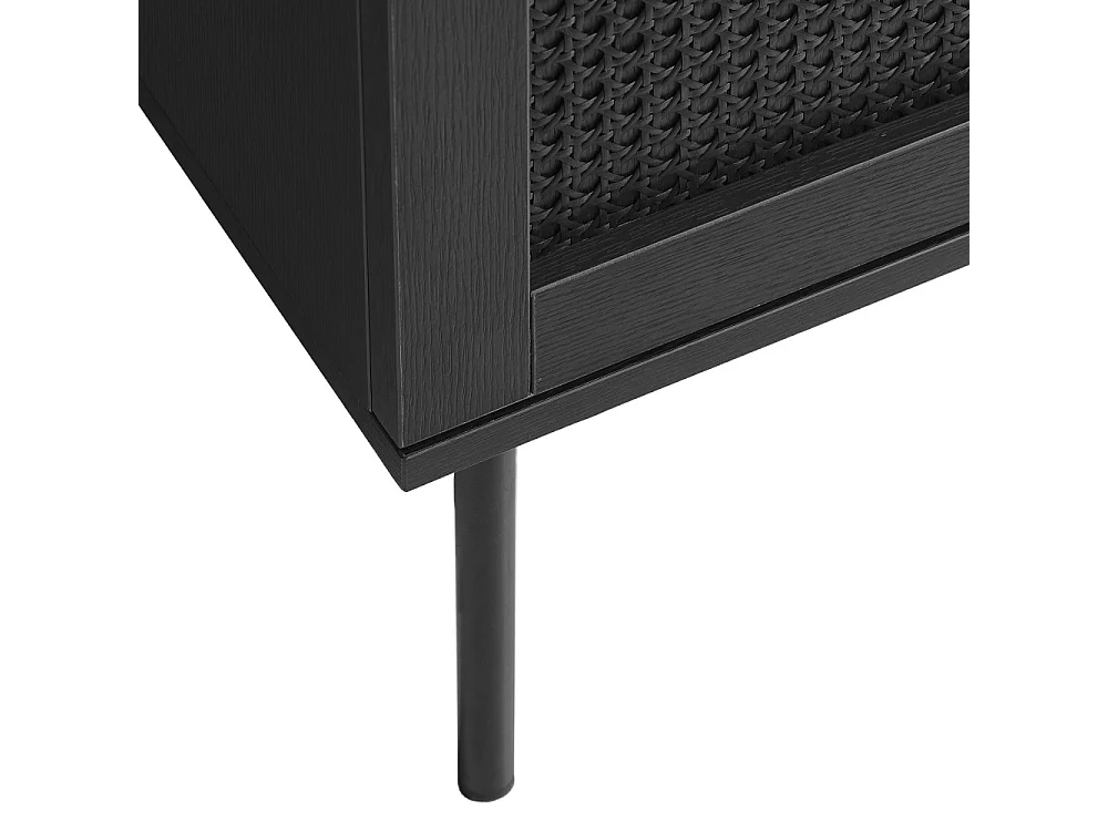 Rinto - Meuble tv 2 portes, 2 niches en bois et métal L120cm - Noir