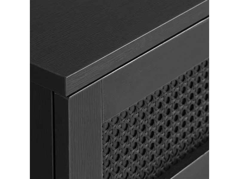 Rinto - Meuble tv 2 portes, 2 niches en bois et métal L120cm - Noir