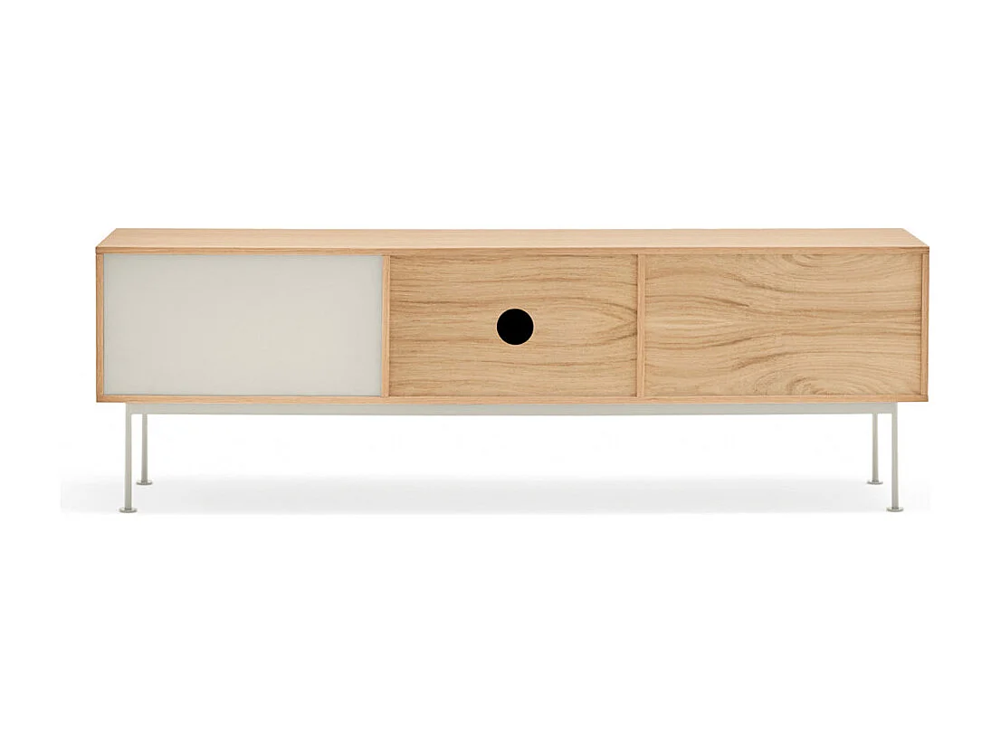 Yoko - Meuble tv 1 porte 2 tiroirs en bois L180cm : Couleur - Blanc