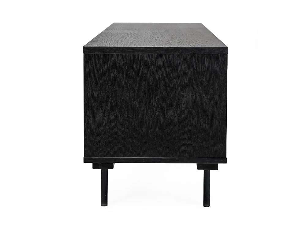 Stripe - Meuble TV design en bois et métal - Noir/Chêne