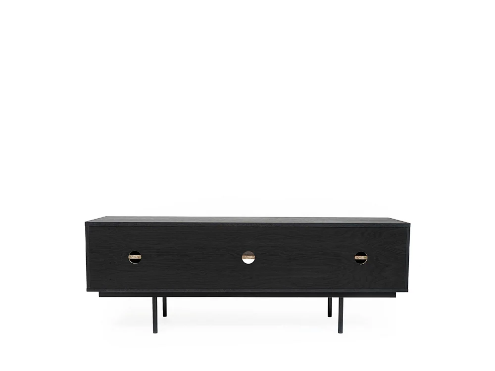 Stripe - Meuble TV design en bois et métal - Noir/Chêne