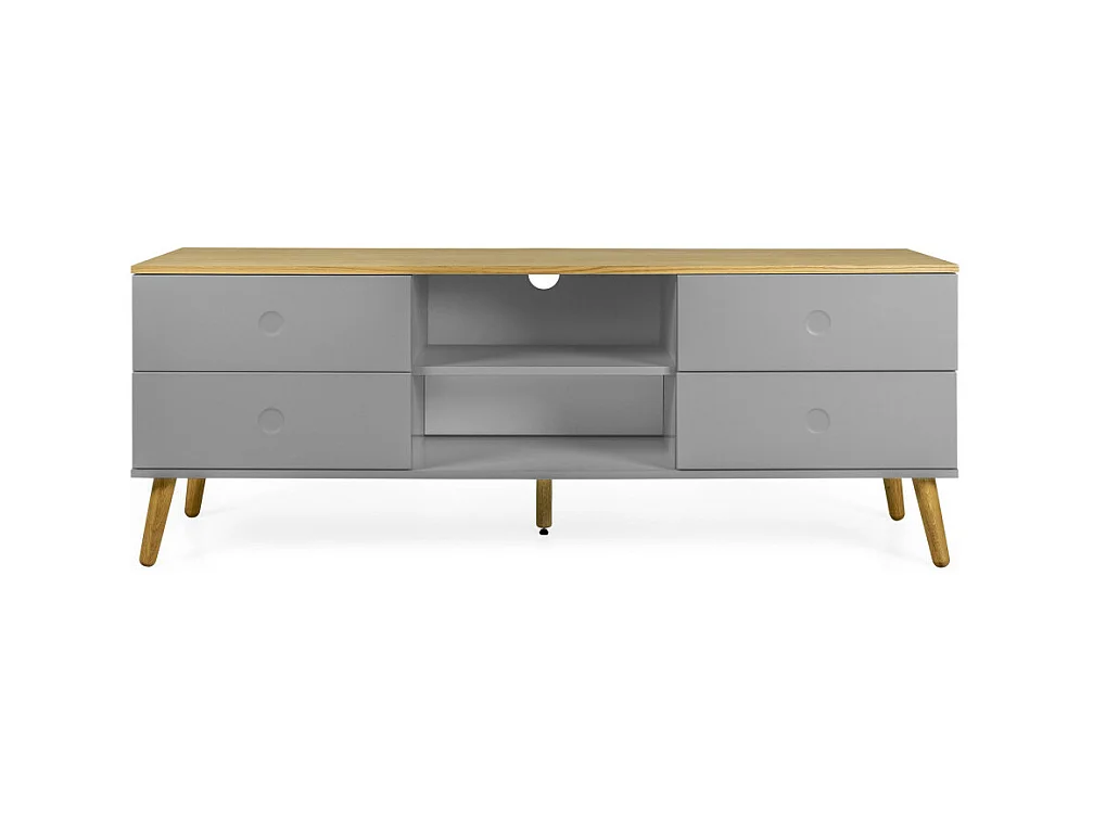 Dot - Meuble TV en bois 4 tiroirs L162cm : Couleur - Gris clair