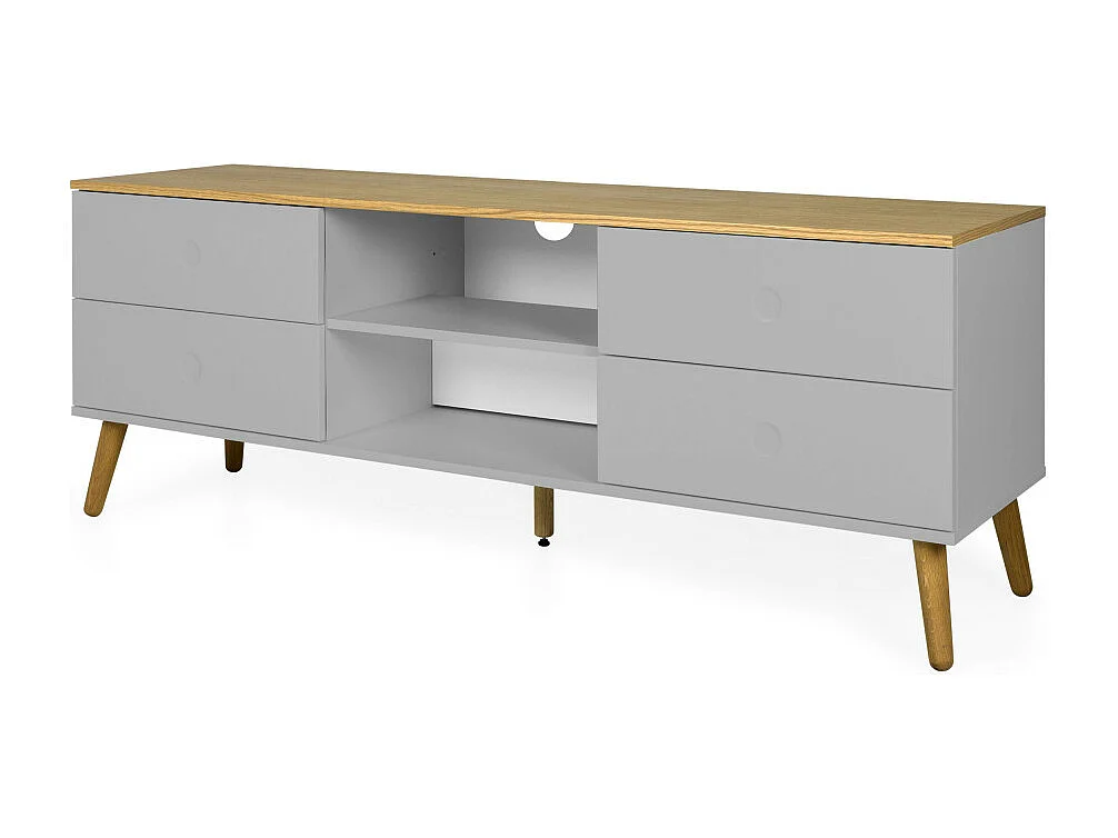 Dot - Meuble TV en bois 4 tiroirs L162cm : Couleur - Gris clair