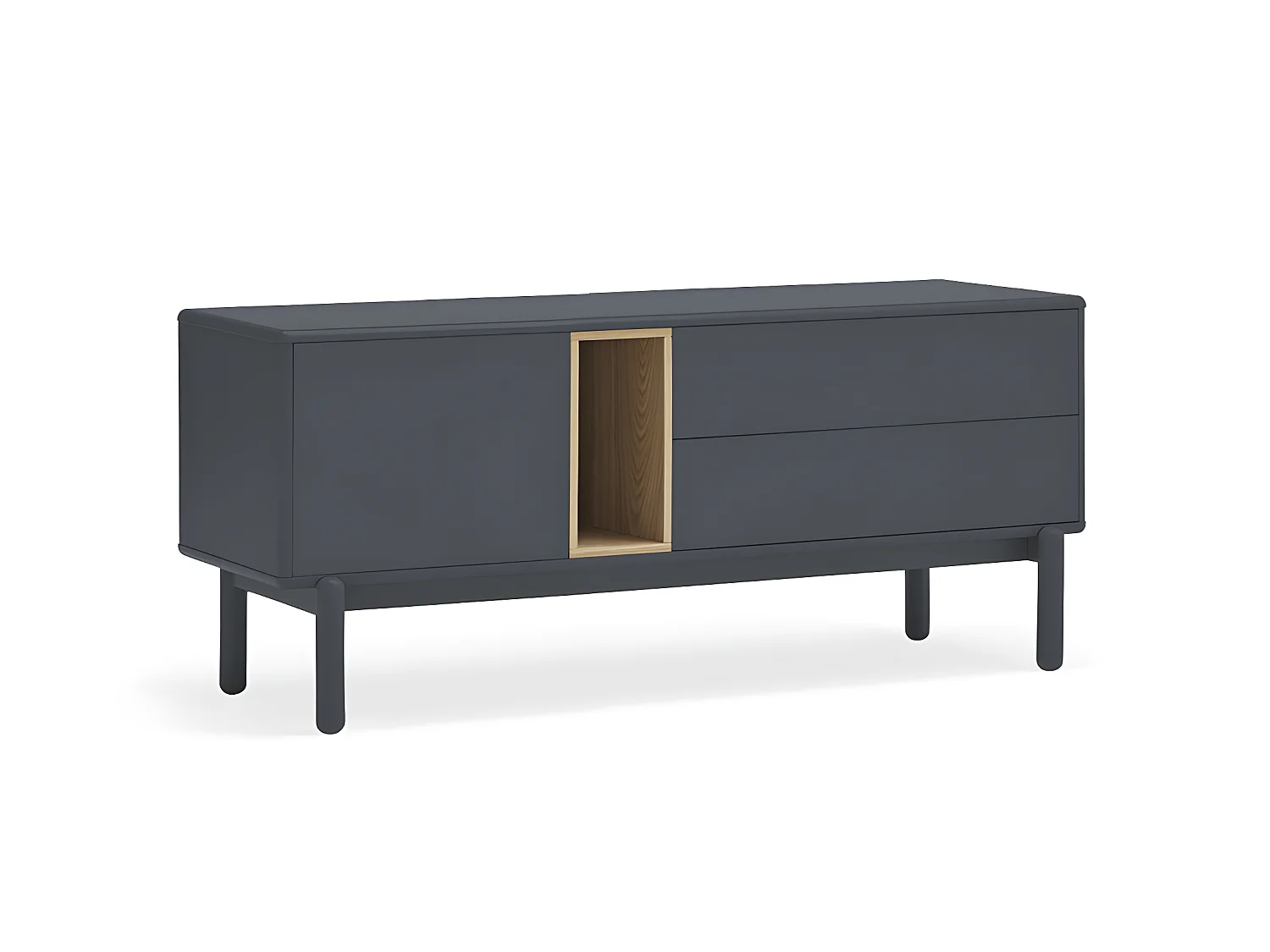 Corvo - Meuble tv 1 porte 1 niche et tiroir en bois L140cm - Gris anthracite