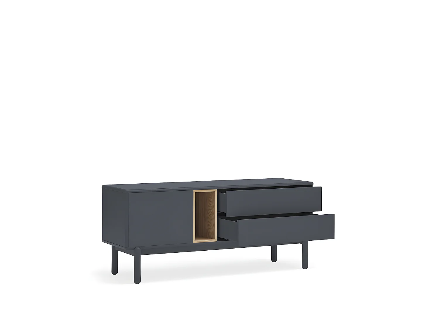 Corvo - Meuble tv 1 porte 1 niche et tiroir en bois L140cm - Gris anthracite