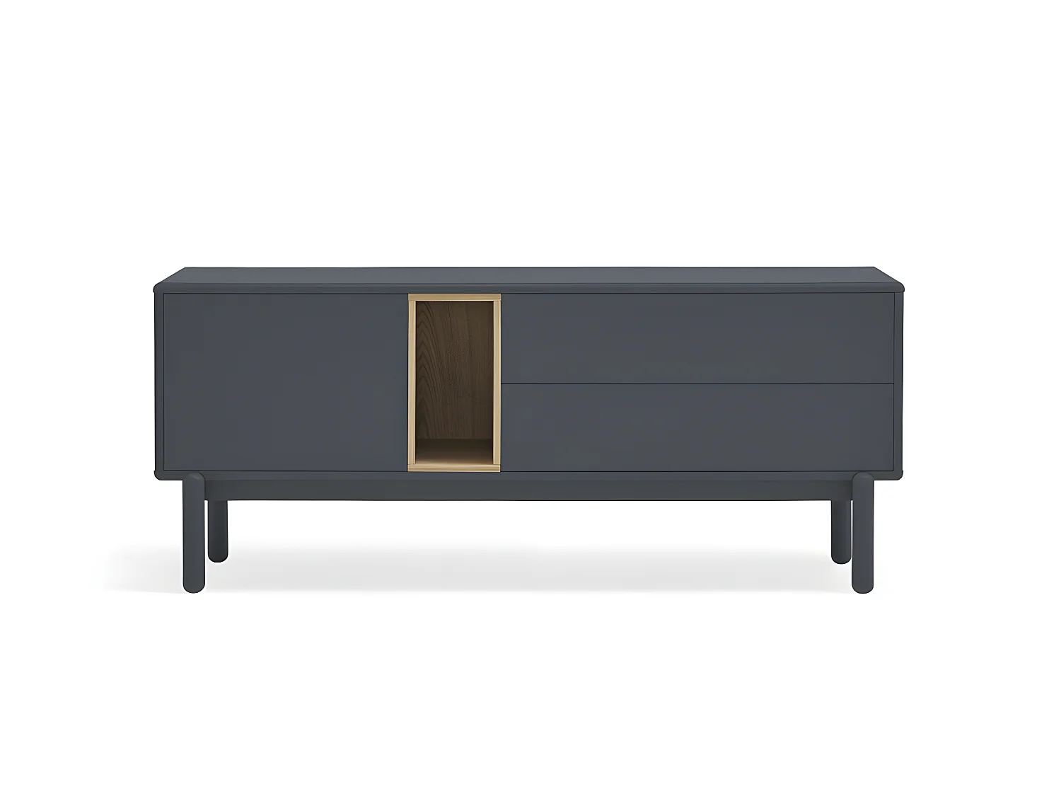 Corvo - Meuble tv 1 porte 1 niche et tiroir en bois L140cm - Gris anthracite